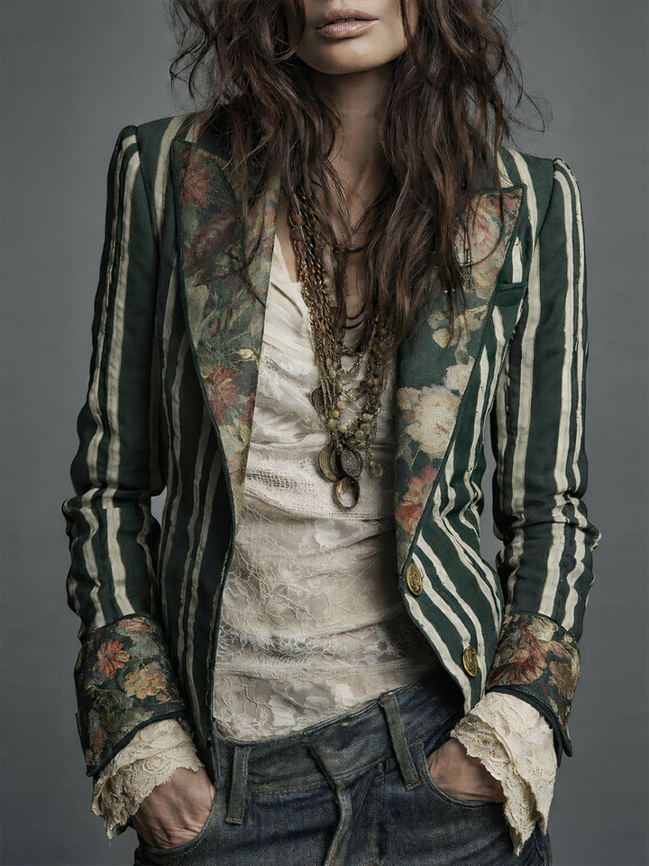 Nina | Klassischer Retro Bohemian Gestreifter Blazer