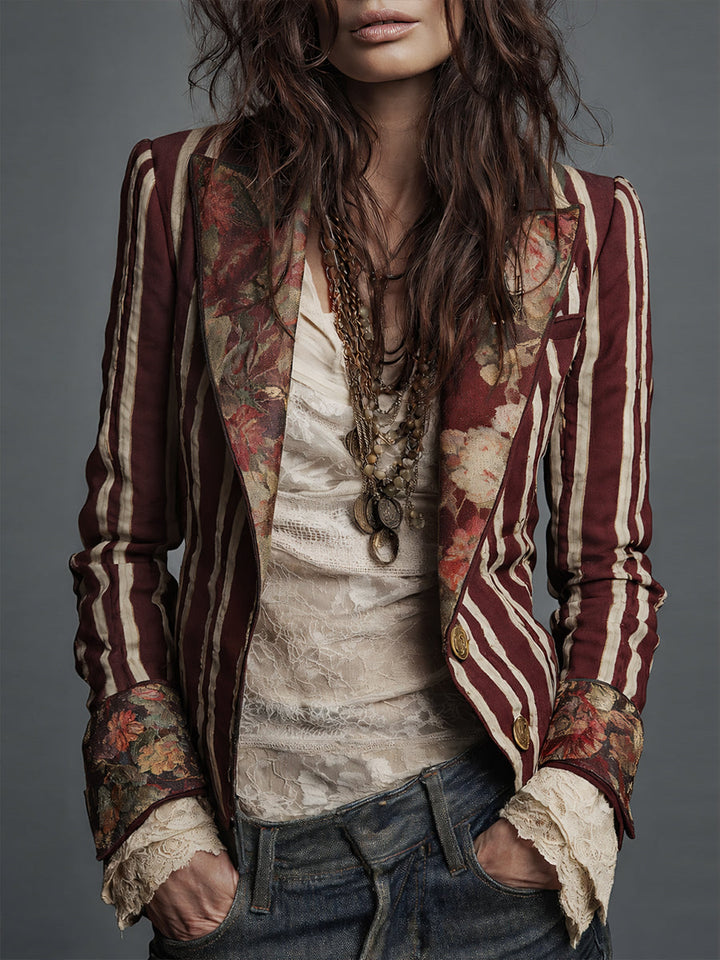 Nina | Klassischer Retro Bohemian Gestreifter Blazer