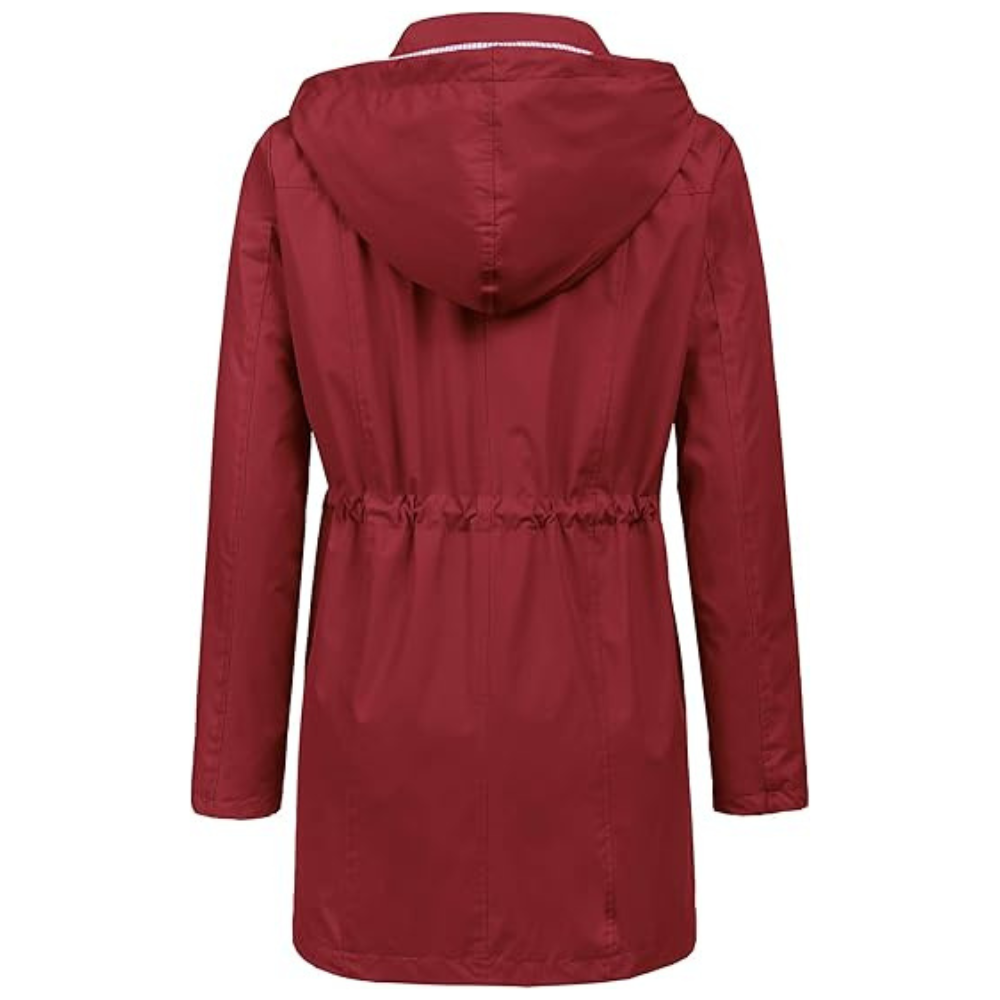 Wasserdichter langer Kapuzen-Trenchcoat gefüttert Windbreaker Reisejacke