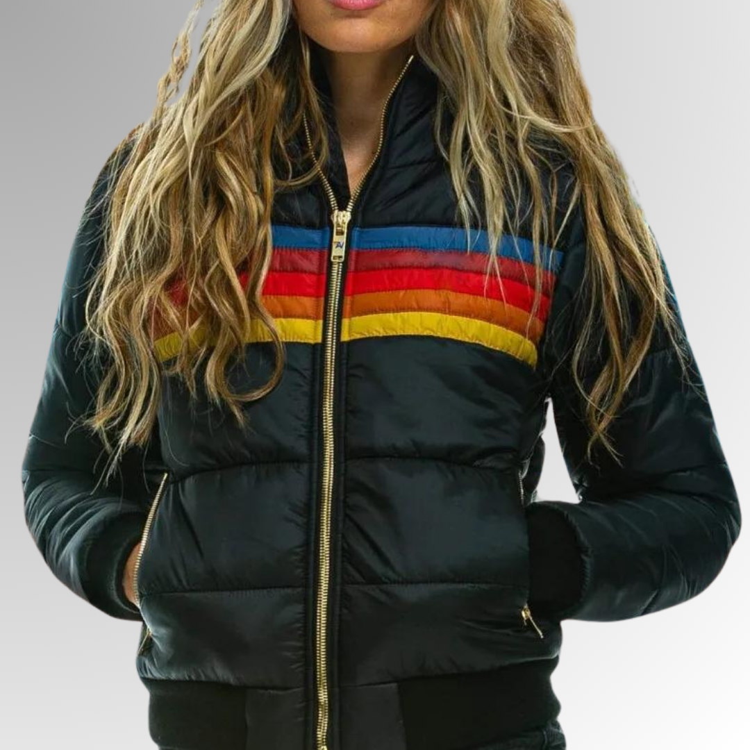Damen Retro Zip-Jacke mit funktionalen Taschen und verstellbarem Schnitt