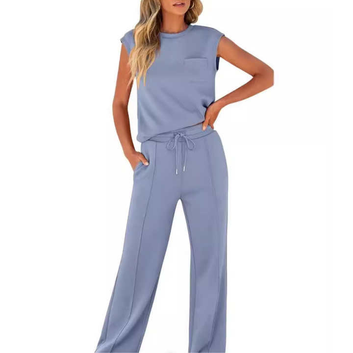 Damen Freizeit Sommer Lounge Set aus weichem Stoff mit lockerer Passform