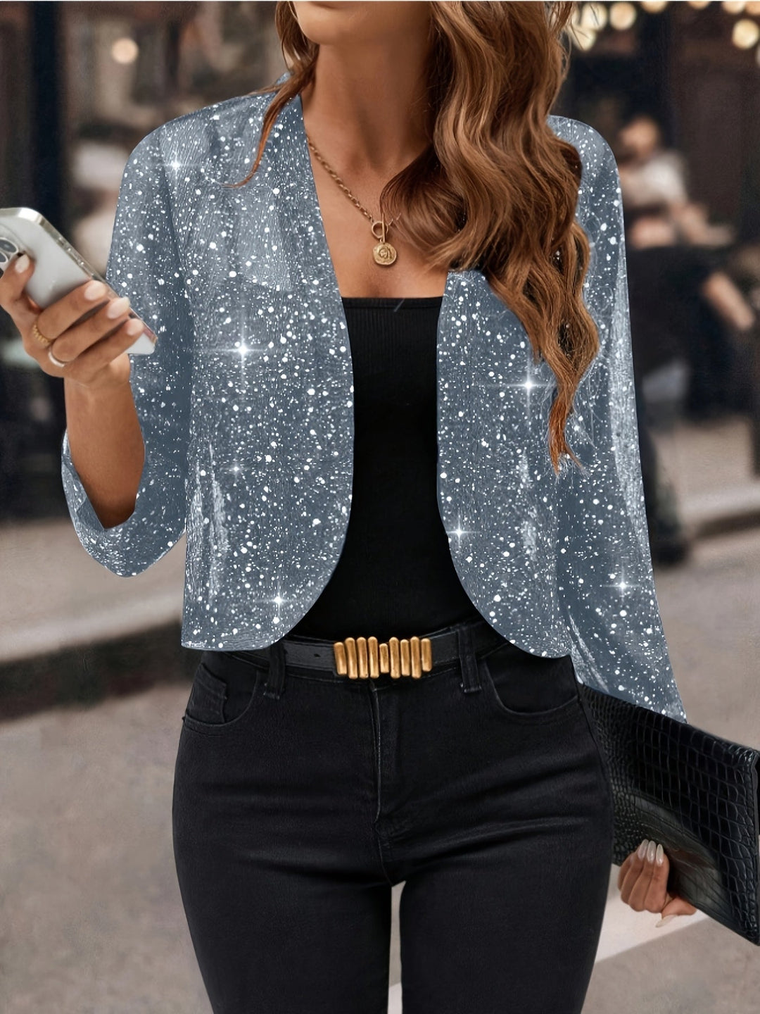 Elaine | Glänzende Cropped Jacke