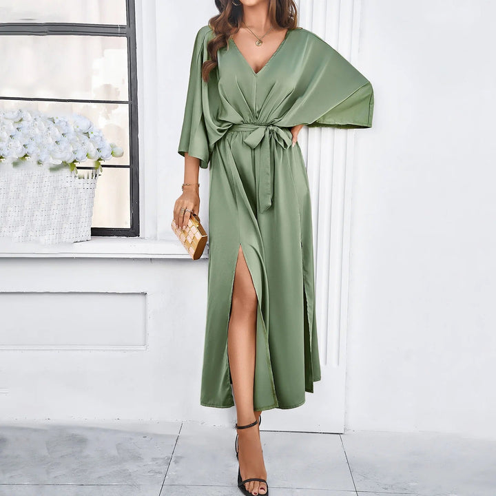 Sommer Maxi Kleid für Damen mit V-Ausschnitt und lockerer Passform