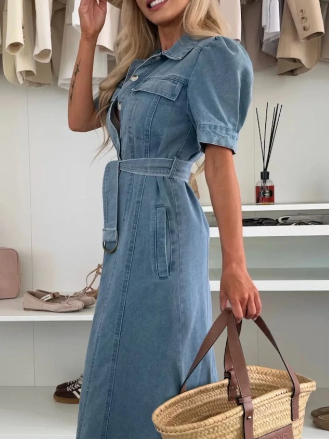 Anna | Maxi Denim Dress with Sleeves