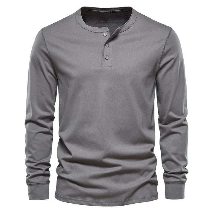 Herren Langarmshirt mit Knöpfen Casual Bequeme Passform