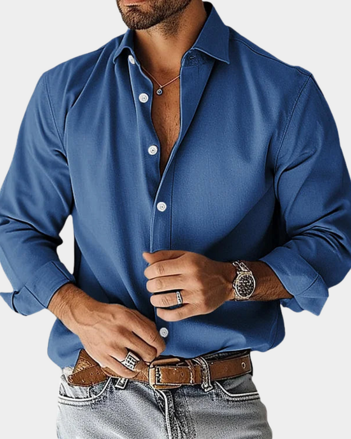 Chemise habillée slim fit pour homme à manches longues avec col boutonné