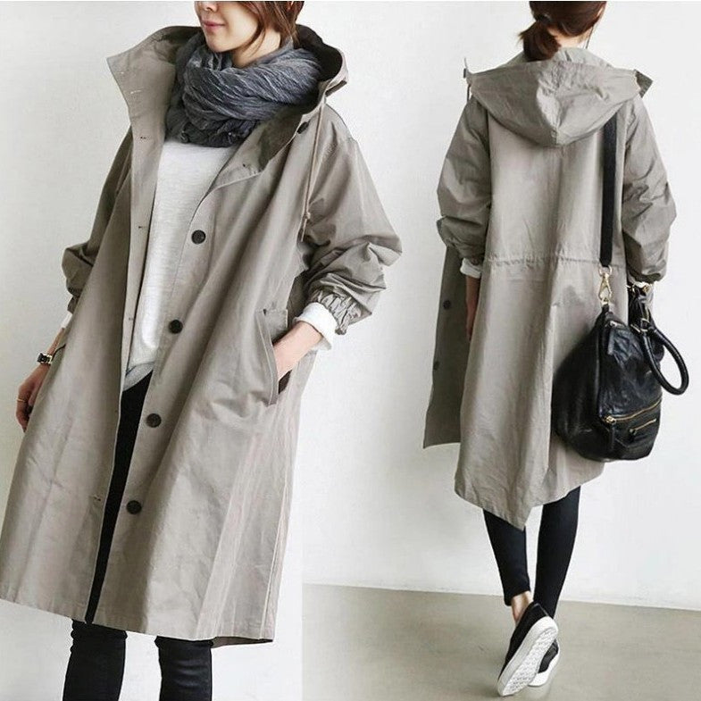 Kelly – Veste coupe-vent mi-longue décontractée pour femmes à manches longues