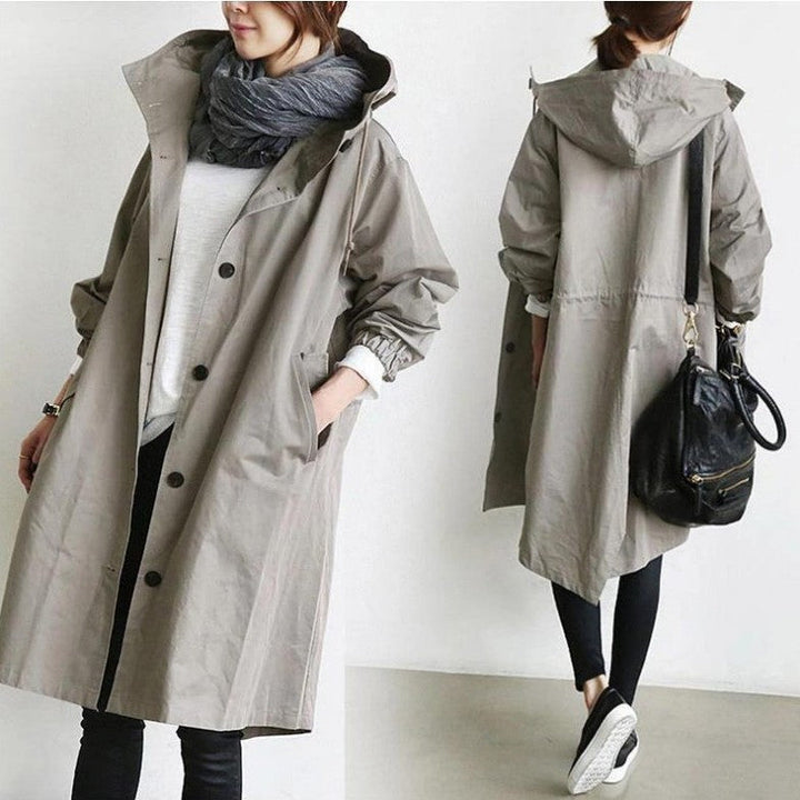 Kelly – Veste coupe-vent mi-longue décontractée pour femmes à manches longues
