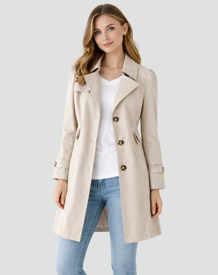 Trenchcoat Damen Slim Fit Leichtgewicht Klassischer Kragen mit Revers