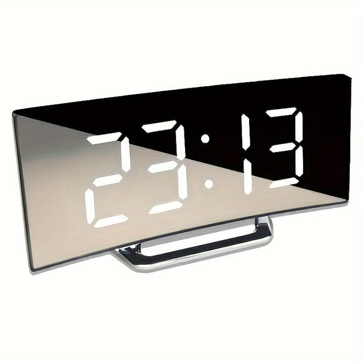 Uniquely Designed Modern Digital Alarm Clock – LED Mirror &amp; Curved Design