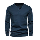 Herren Langarmshirt mit Knöpfen Casual Bequeme Passform