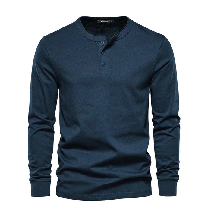 Herren Langarmshirt mit Knöpfen Casual Bequeme Passform
