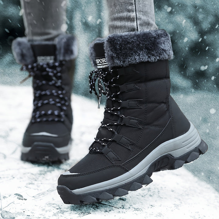 Damen Warme Winterstiefel – Braunes Leder, Wasserdicht und Isolierend für Kalte Tage