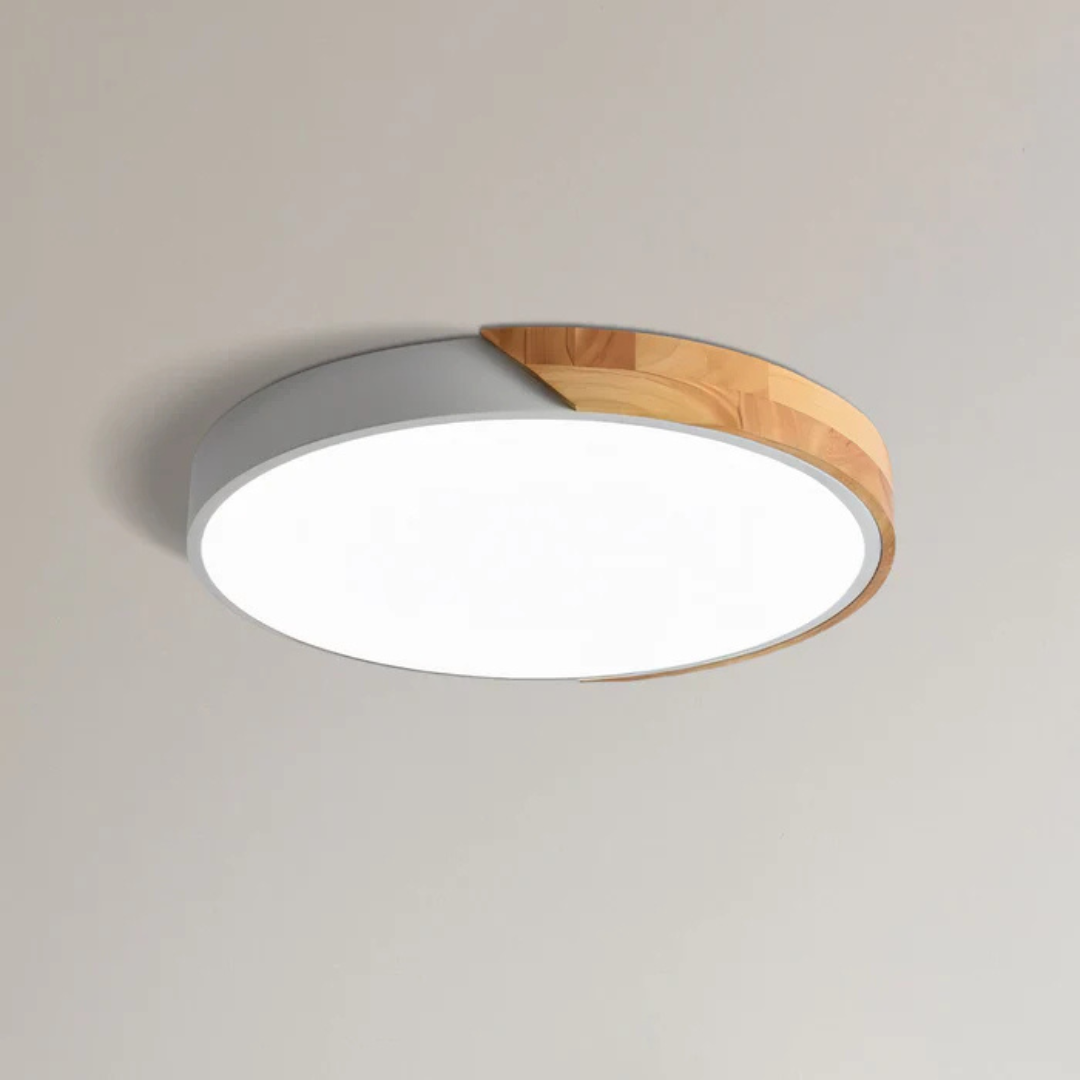 LED Ceiling Lamp with Scandinavian Design in Wood &amp; Acrylic