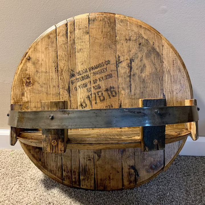 Sandsberg | Whiskey Barrel Wall Shelf | Rustic Solid Wood Design | Round