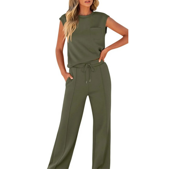 Damen Freizeit Sommer Lounge Set aus weichem Stoff mit lockerer Passform