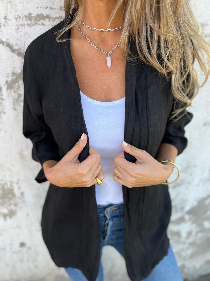 Damen Leichter Offener Cardigan – Dreiviertelärmel