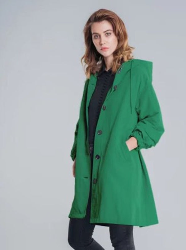 Kelly – Veste coupe-vent mi-longue décontractée pour femmes à manches longues