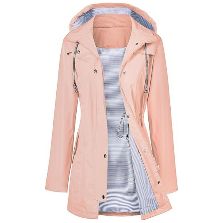 Wasserdichter langer Kapuzen-Trenchcoat gefüttert Windbreaker Reisejacke