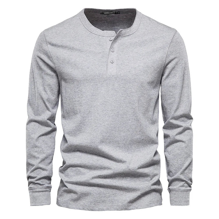 Herren Langarmshirt mit Knöpfen Casual Bequeme Passform