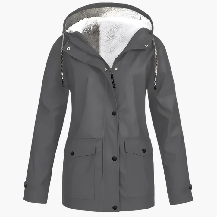Damen Winter Regenjacke mit Fleece-Futter – Wasserdichte Outdoor-Jacke für kalte Tage