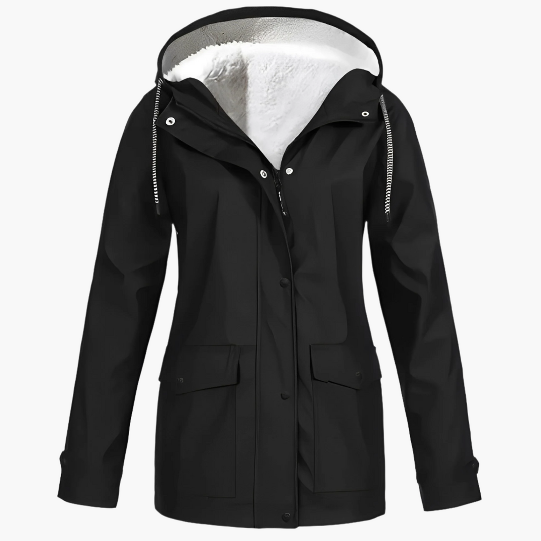 Damen Winter Regenjacke mit Fleece-Futter – Wasserdichte Outdoor-Jacke für kalte Tage