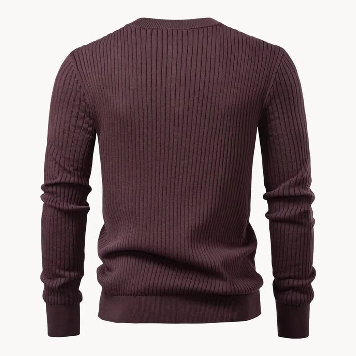 Herrenpullover mit Rundhalsausschnitt und Knopfleiste für den täglichen Gebrauch