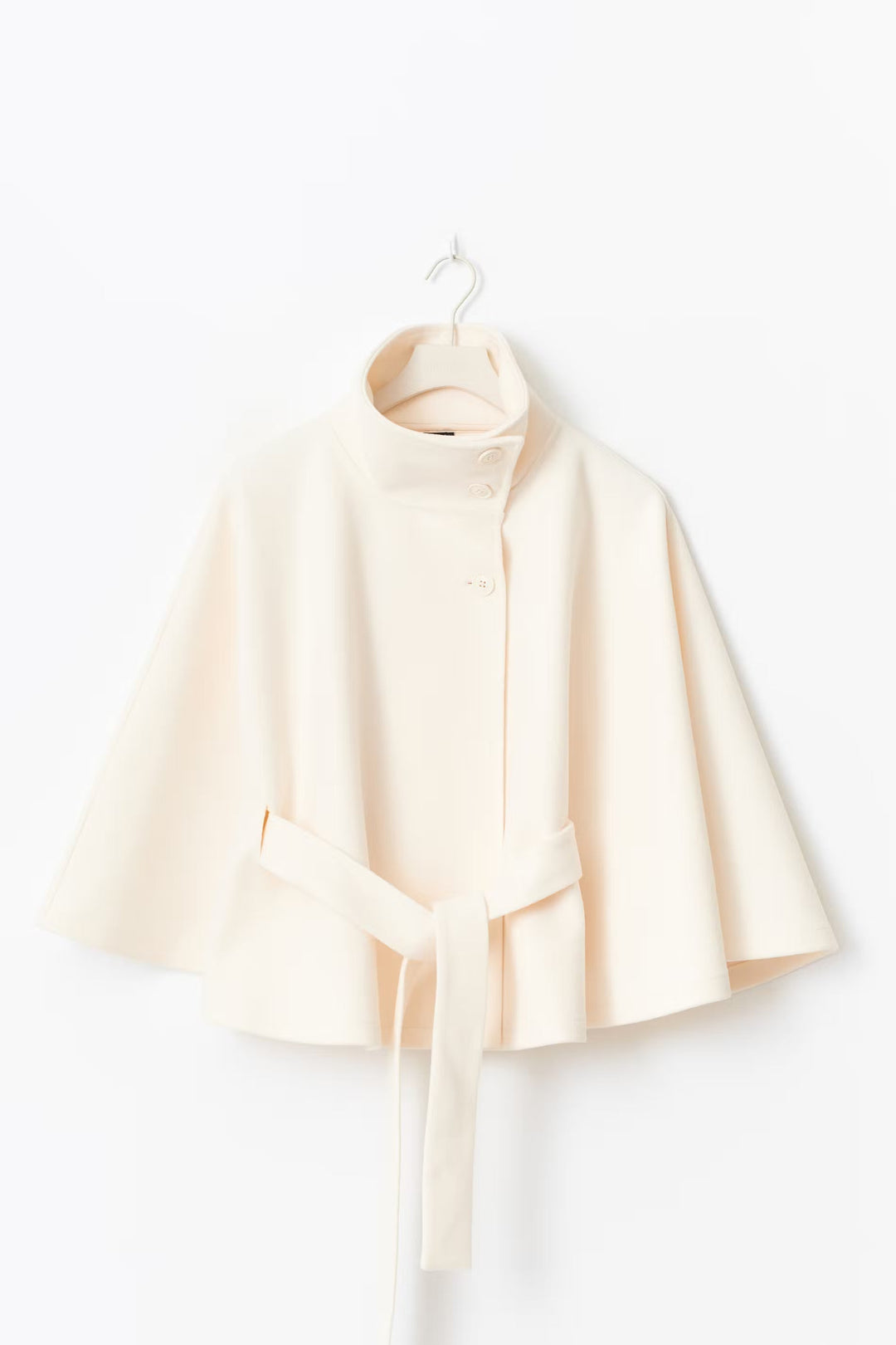 Cape Jas Damen Regular Fit Hoher Kragen Schleifen Gürtel Winter