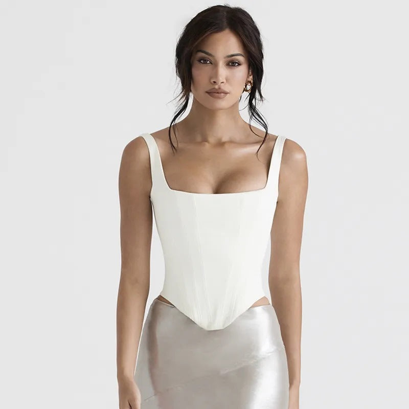 Damen Korsett Top Skulptierte Brustpartie Ärmellos – Konturierte, Strukturierte Silhouette
