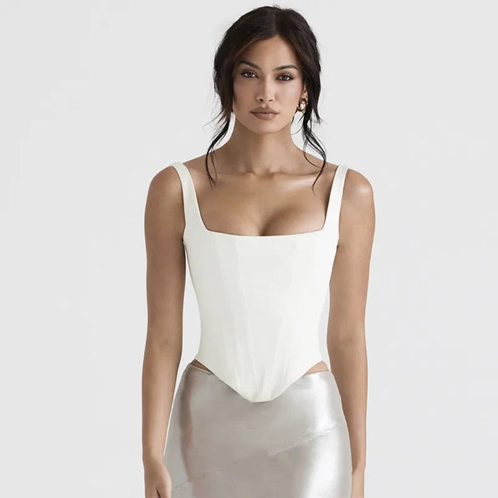 Damen Korsett Top Skulptierte Brustpartie Ärmellos – Konturierte, Strukturierte Silhouette