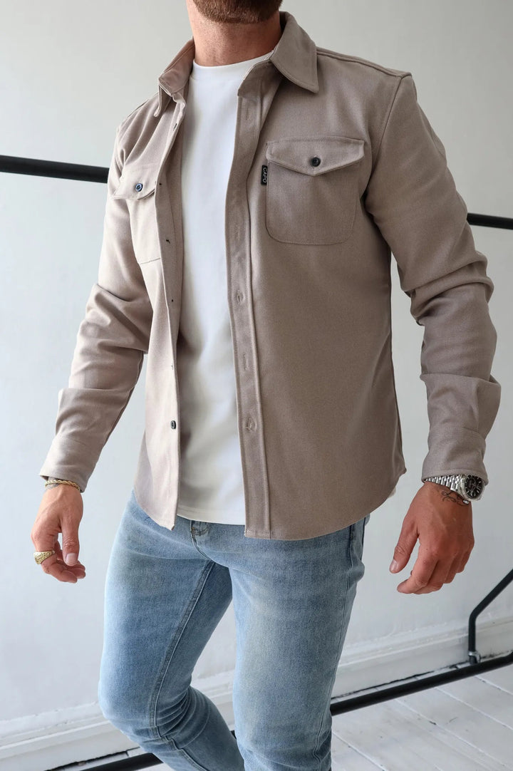 Herren Overshirt Jacke mit Brusttaschen Frühling Herbst Casual Leichtgewicht