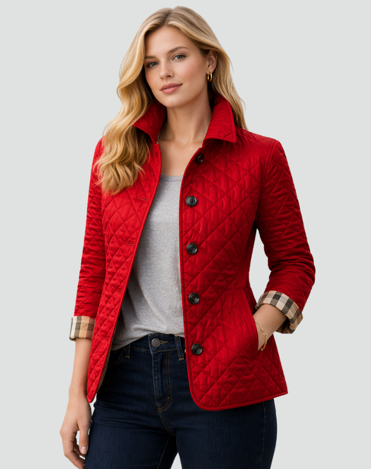 Damen Tussenseizoenjack Regular Fit Mit Stehkragen und Knöpfen