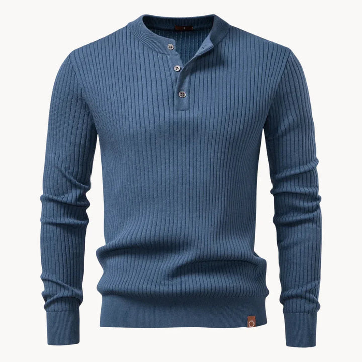 Herrenpullover mit Rundhalsausschnitt und Knopfleiste für den täglichen Gebrauch