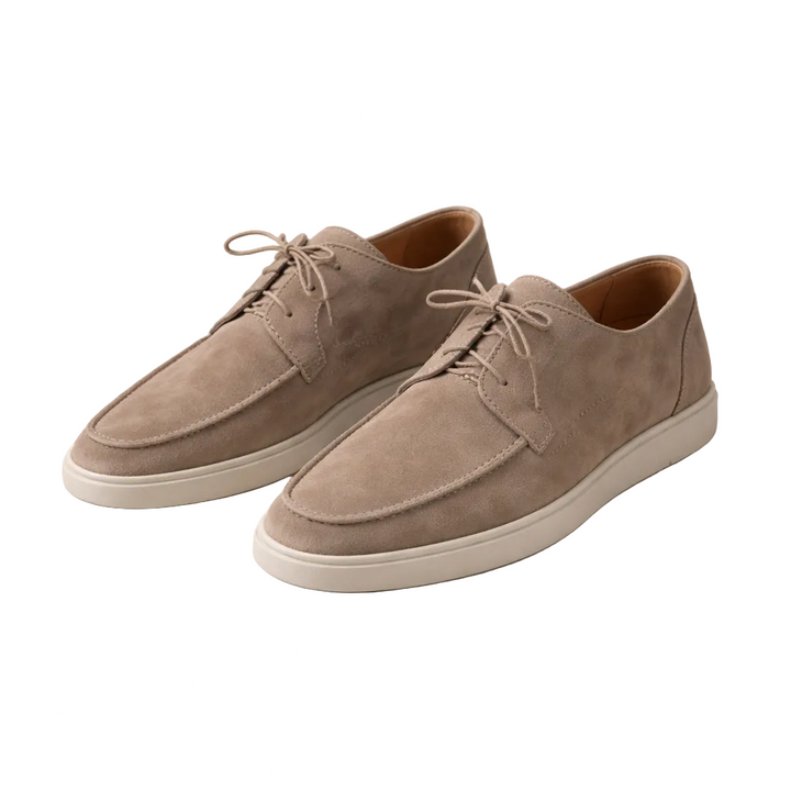 Mocassins pour homme en daim coupe régulière, laçage en cuir, bout fermé