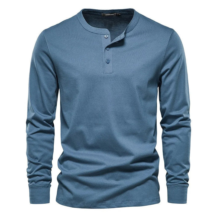 Herren Langarmshirt mit Knöpfen Casual Bequeme Passform