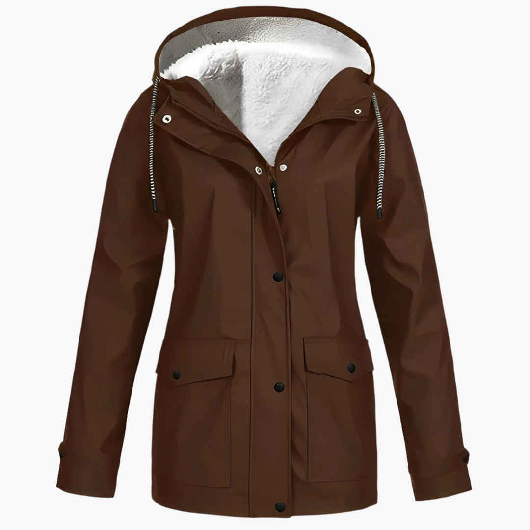 Damen Winter Regenjacke mit Fleece-Futter – Wasserdichte Outdoor-Jacke für kalte Tage