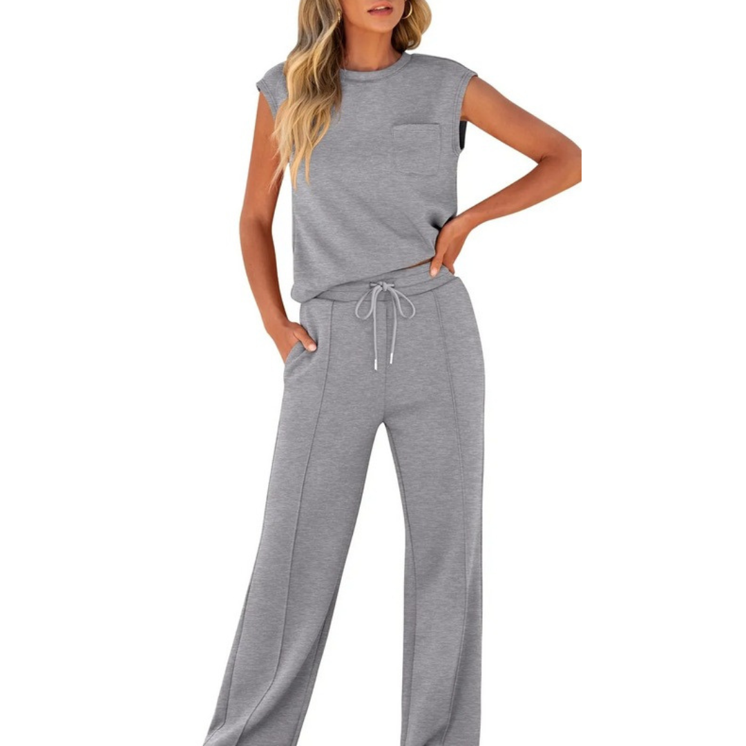 Damen Freizeit Sommer Lounge Set aus weichem Stoff mit lockerer Passform