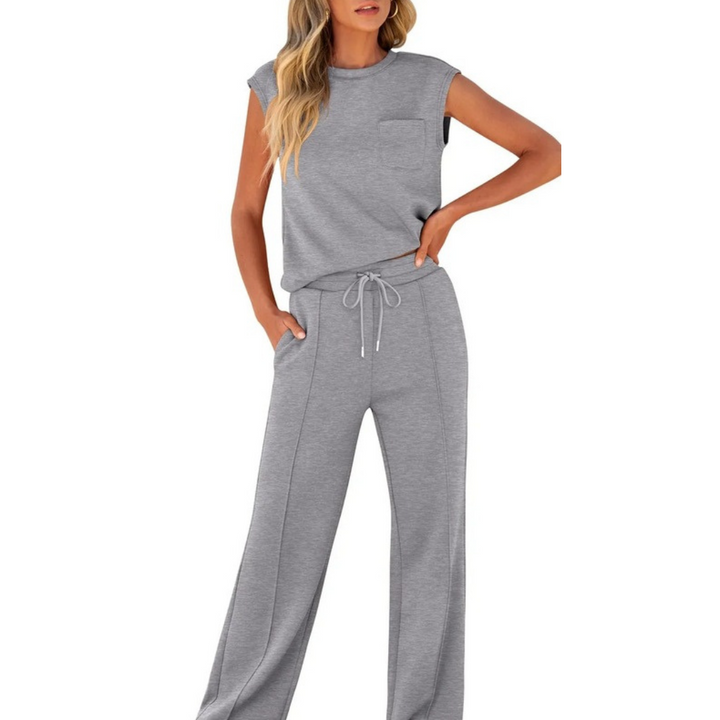 Damen Freizeit Sommer Lounge Set aus weichem Stoff mit lockerer Passform