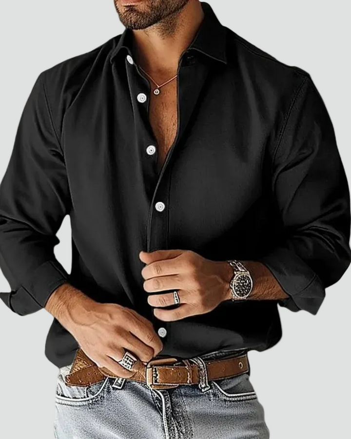 Chemise habillée slim fit pour homme à manches longues avec col boutonné