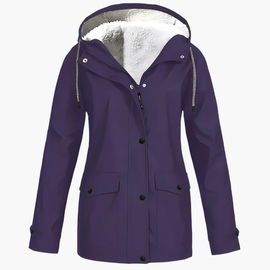 Damen Winter Regenjacke mit Fleece-Futter – Wasserdichte Outdoor-Jacke für kalte Tage
