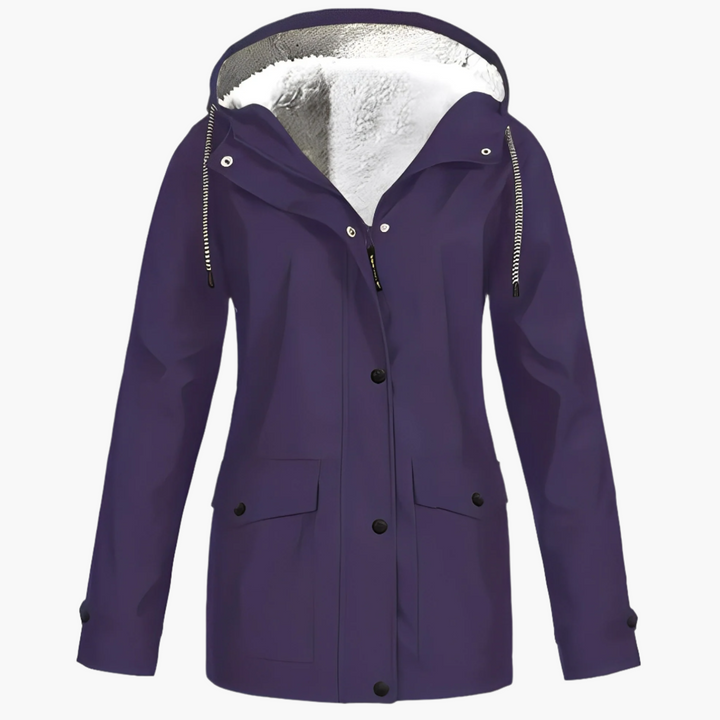 Damen Winter Regenjacke mit Fleece-Futter – Wasserdichte Outdoor-Jacke für kalte Tage