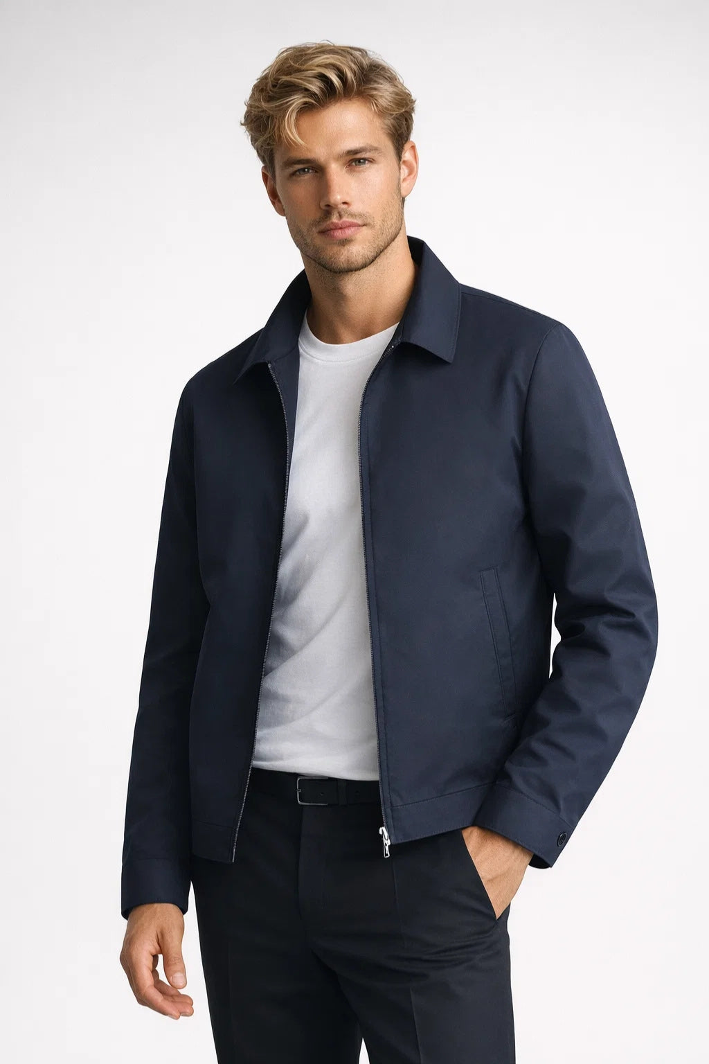 Übergangsjacke Herren Slim Fit Reißverschluss Klassischer Kragen Smart Casual Sommer