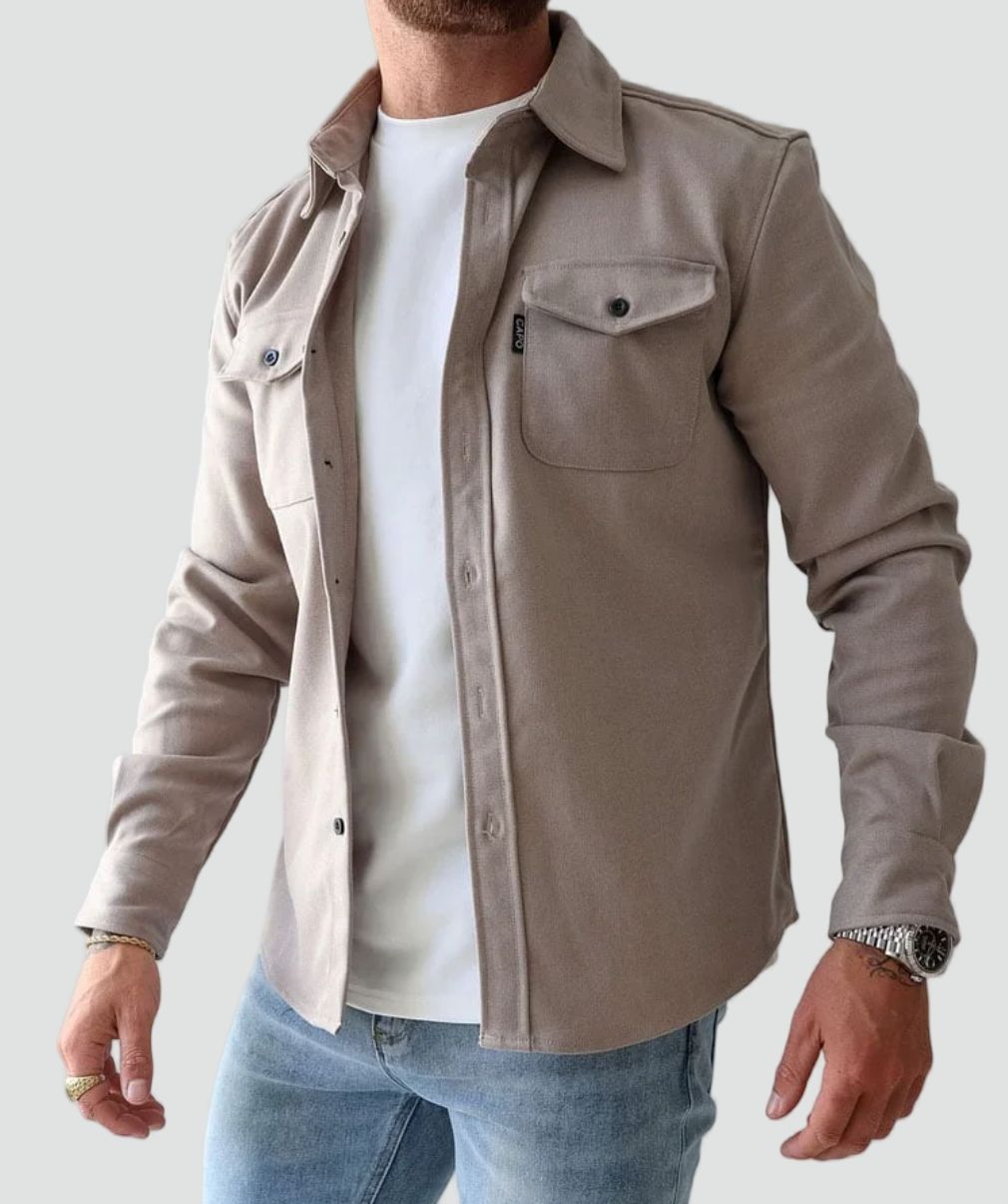 Lässige Herren Hemdjacke Mit Knopfverschluss Und Brusttaschen