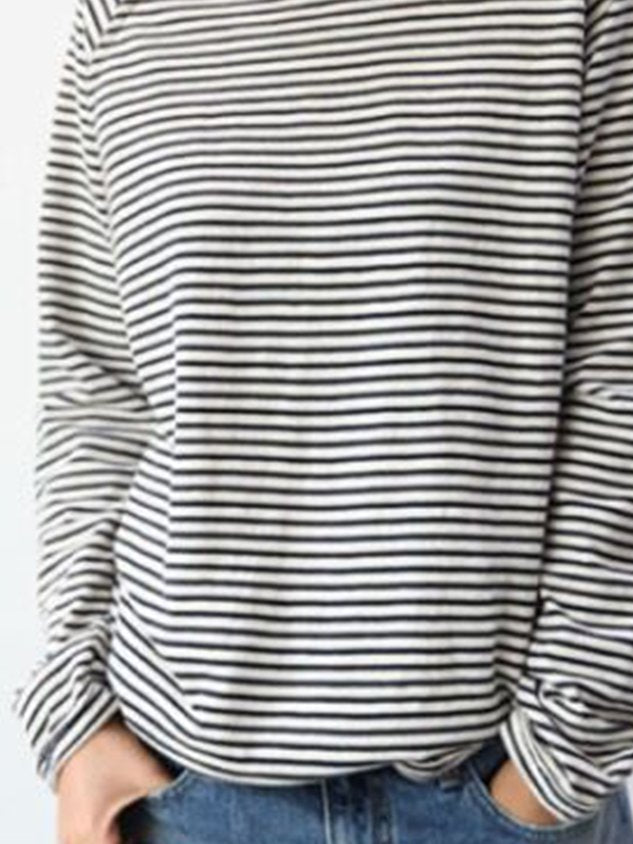 Damen Gestreiftes Casual Langarmshirt – Weiche Baumwolle, Perfekt für Frühling und Herbst