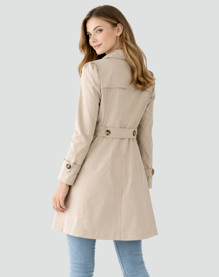 Trenchcoat Damen Slim Fit Leichtgewicht Klassischer Kragen mit Revers
