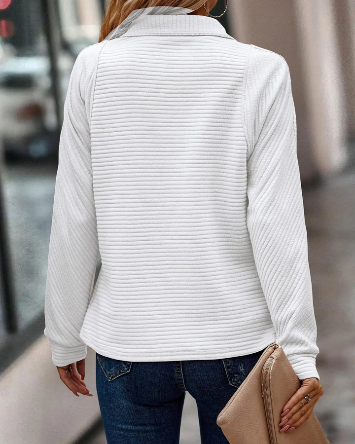 Damen Halfzip Pullover | V-Ausschnitt mit Reißverschluss und bequemer Passform
