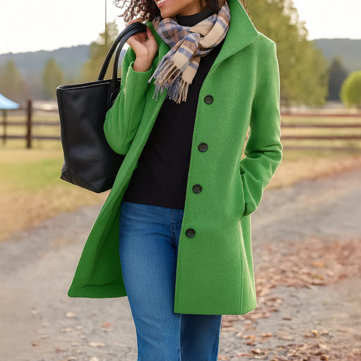 Damen Klassischer Knopfverschluss Mantel mit Tailliertem Schnitt und Vielseitigem Stil
