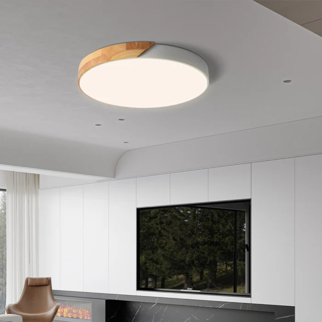 LED Ceiling Lamp with Scandinavian Design in Wood &amp; Acrylic