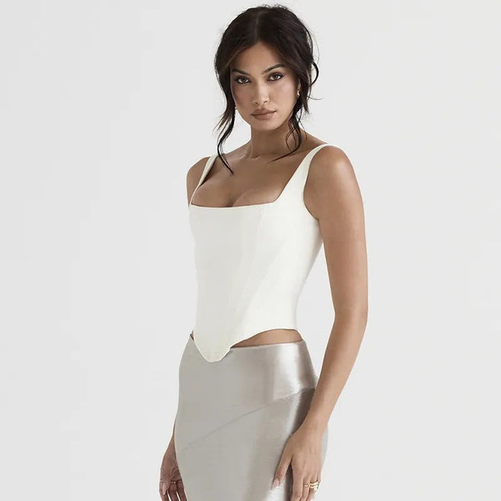 Damen Korsett Top Skulptierte Brustpartie Ärmellos – Konturierte, Strukturierte Silhouette
