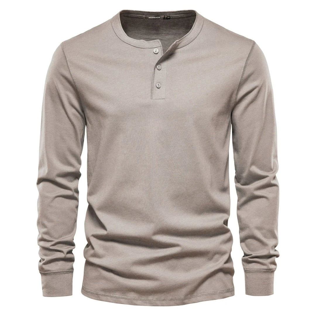 Herren Langarmshirt mit Knöpfen Casual Bequeme Passform
